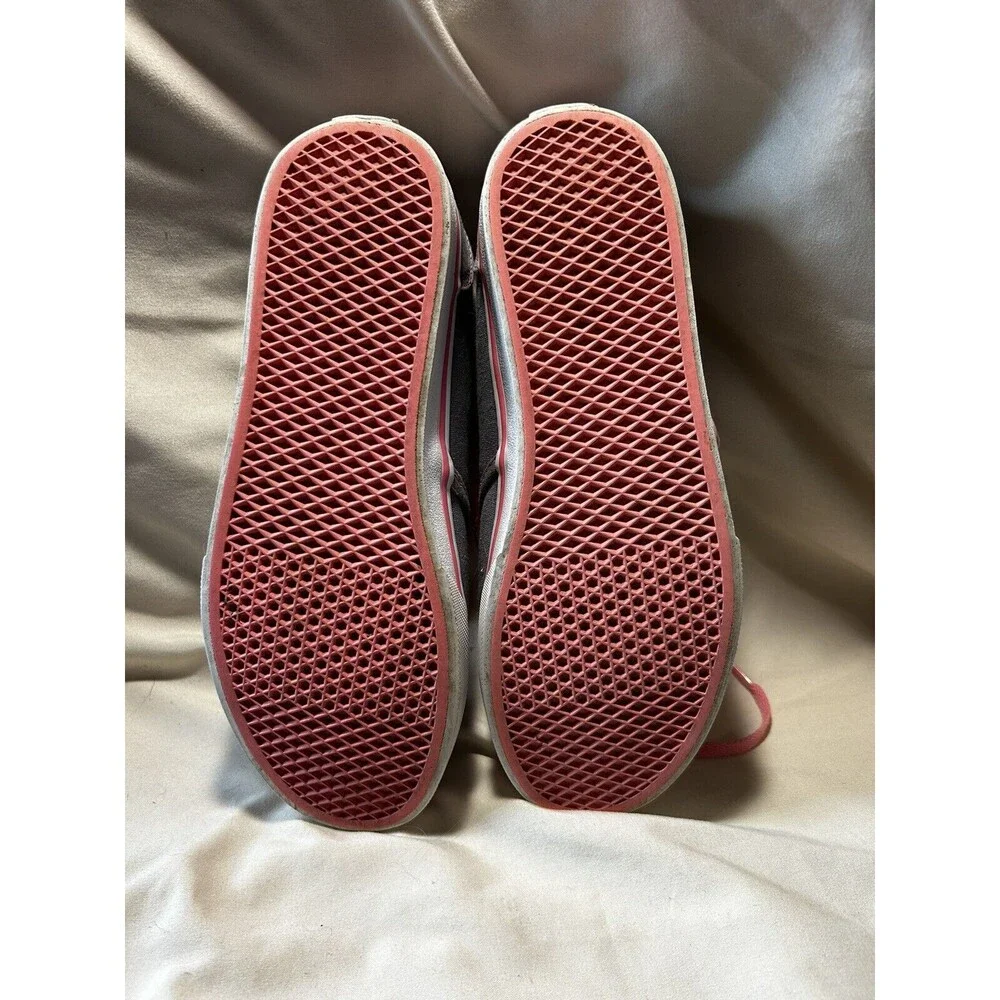 Vans Off The Wall Grey Pink Lace Up Sneakers Missy sz 5 Very Nice